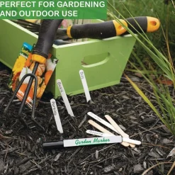 2-Pack Waterproof Garden Marker Pens, 0.8mm Medium Point Permanent Black Outdoor Plant Labeling Pens, Fade-Resistant Quick-Dry Ink for Plastic, Wood, Metal & Garden Tags