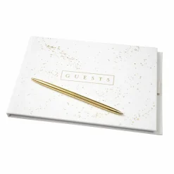 6 Pack: White & Gold Guest Book & Pen Set by Celebrate It™