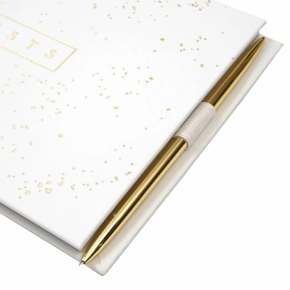 6 Pack: White & Gold Guest Book & Pen Set by Celebrate It™