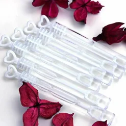 96 Pack 4.2" White Heart Bubble Wands, Party Favors for Weddings Supplies, Valentine's Day, Party and Anniversaries (96 Pack)