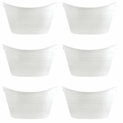 6 Pack: White Oval Plastic Tub by Celebrate It™