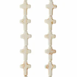 12 Pack:  White Stone Cross Beads, 15mm by Bead Landing™