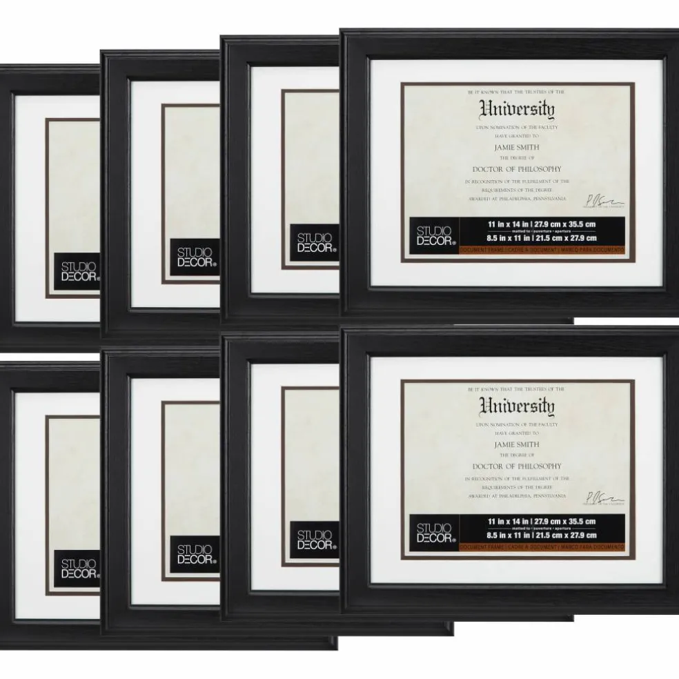 8 Pack: 11" x 14" Brown Document Frame with Double Mat by Studio Décor®