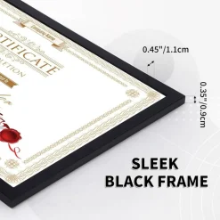 16-Pack 8.5x11 Certificate Frames – Bulk Document & Photo Display Frames for Wall or Tabletop, Sleek Black Finish