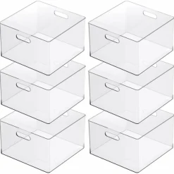 6 Pack: 13" x 13" Clear Storage Bin with Handles by Simply Tidy™