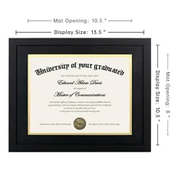 2 Pack 11x14 Diploma Frame - Certificate, Degree, Document Frame with High Definition Glass, Fits 8.5 x 11 with Black Double Mat for Wall and Tabletop Display