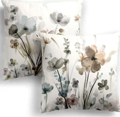 2 Pack 18x18 Inch Velvet Flower Throw Pillow Covers – Double-Sided Floral Decorative Cushion Cases with Soft Polyester Fabric, Modern Square Pillow Covers for Sofa, Couch, Bedroom, Living Room, Car & Home Decor