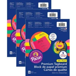 Pacon® 5 Assorted Premium Tagboard, 3 Packs of 50