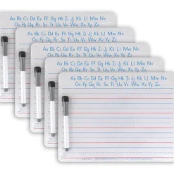 Pacon 5 Pack 9" x 12"  Ruled & Plain, 2-Sided Handwriting Dry Erase Whiteboards