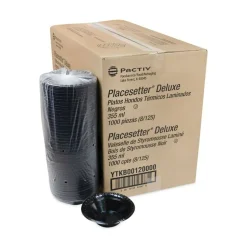 Pactiv Corp. Placesetter Deluxe 6 in. dia 12 oz Laminated Foam Dinnerware, Bowl - Black (1,000/Carton)