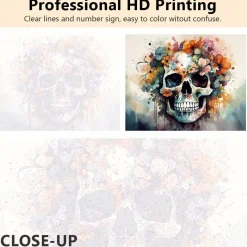 Paint by Numbers for Adults Beginner, Abstract Skull with Floral Adult Paint by Number Kits Kids Paint by Number DIY Oil Painting Kit on Canvas Painting by Numbers for Adults, 16 x20 Inch
