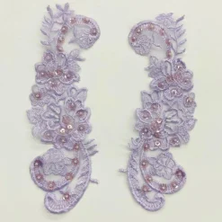1 Pair Beaded Lace Applique Embroidered on 100% Polyester Organza 9" x 3" Each Side