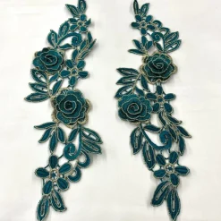 1 Pair 3D Floral Lace Applique Embroidered on 100% Polyester Net Mesh 14