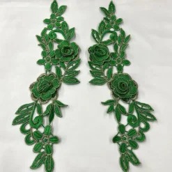1 Pair 3D Floral Lace Applique Embroidered on 100% Polyester Net Mesh 14