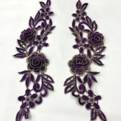 1 Pair 3D Floral Lace Applique Embroidered on 100% Polyester Net Mesh 14