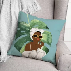 Palm Girl Throw Pillow