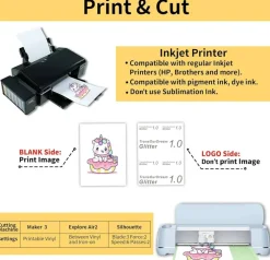 Papel Transfer Ink Jet GLITTER for Dark & Light Fabrics Sheets 8.5