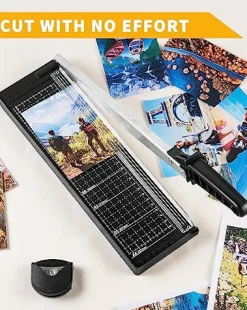 Paper Cutter 12 Inch, Guillotine Paper Cutter with 8 Sheet Capacity, Heavy Duty Paper Cutter for Cardstock, Paper Trimmer for Crafting, Classroom and Office