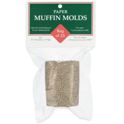 Paper Muffin Cupcake Molds 25-Pack, Brown/Gold Pattern, 2.75-Inches W x 2-Inches H
