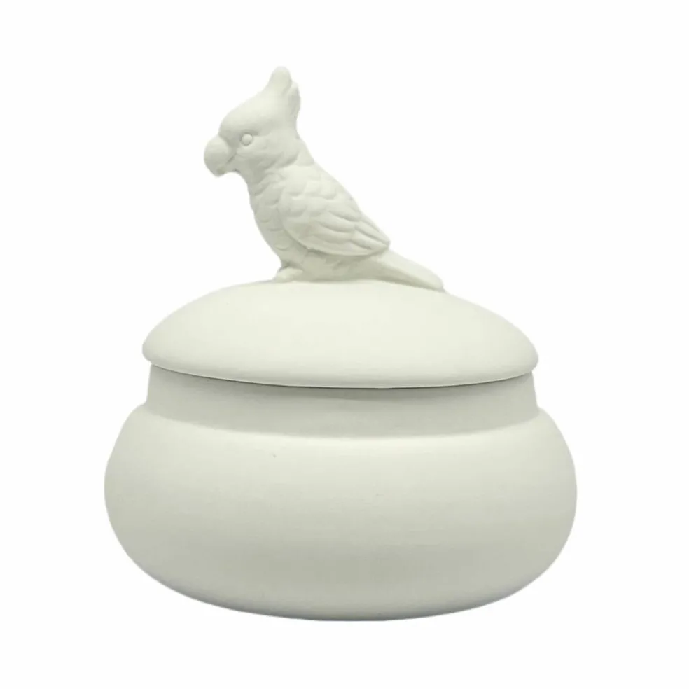 3.5" Parrot DIY Ceramic Trinket Box with Lid by Make Market®