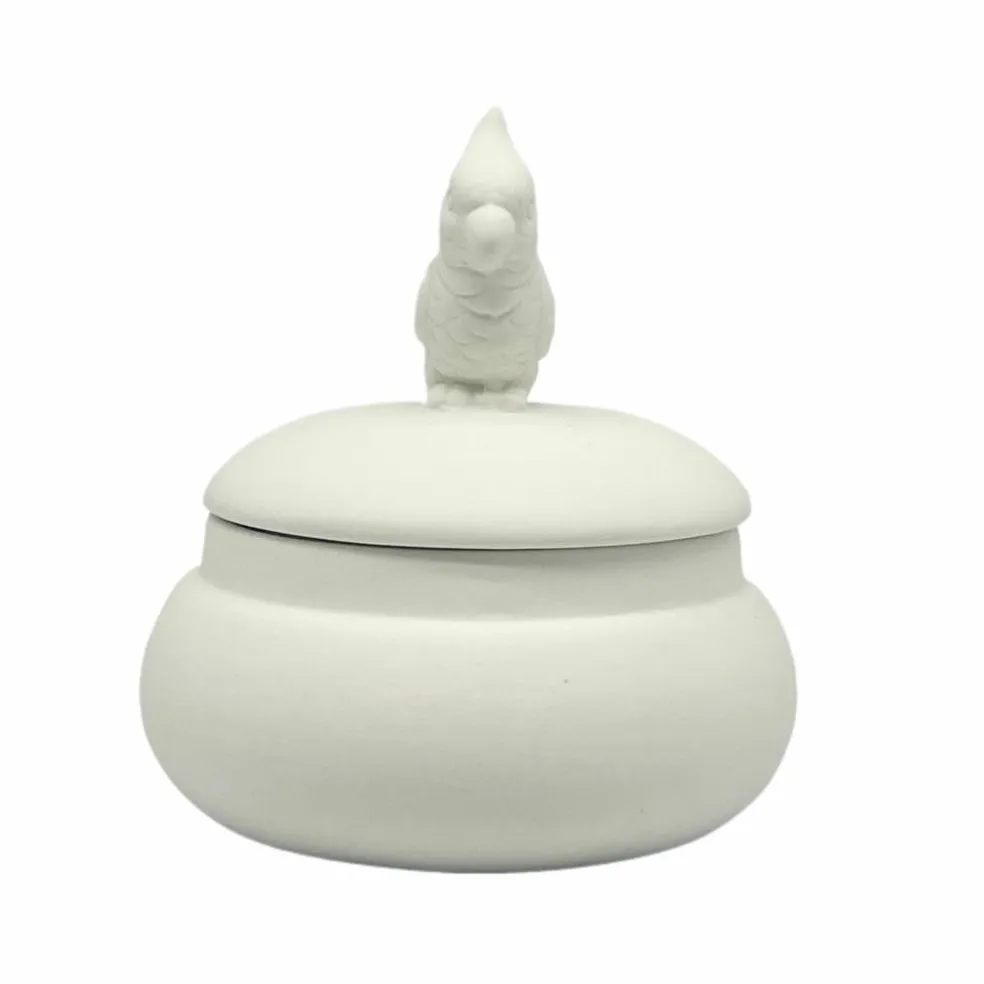 3.5" Parrot DIY Ceramic Trinket Box with Lid by Make Market®