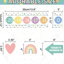 Pastel Boho Number Line Bulletin Board (-20 to 120) – Classroom Wall Math Learning Poster & Border Trim for Teachers, Homeschool & Elementary Decor
