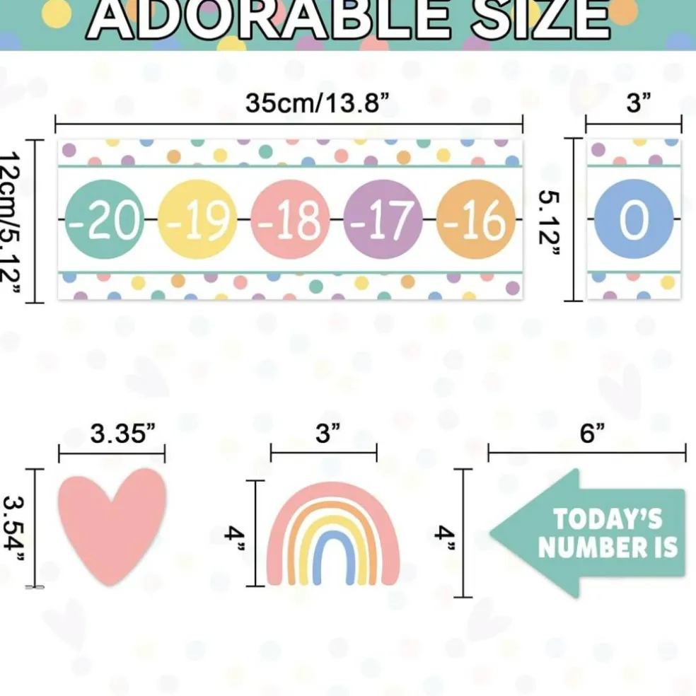 Pastel Boho Number Line Bulletin Board (-20 to 120) – Classroom Wall Math Learning Poster & Border Trim for Teachers, Homeschool & Elementary Decor
