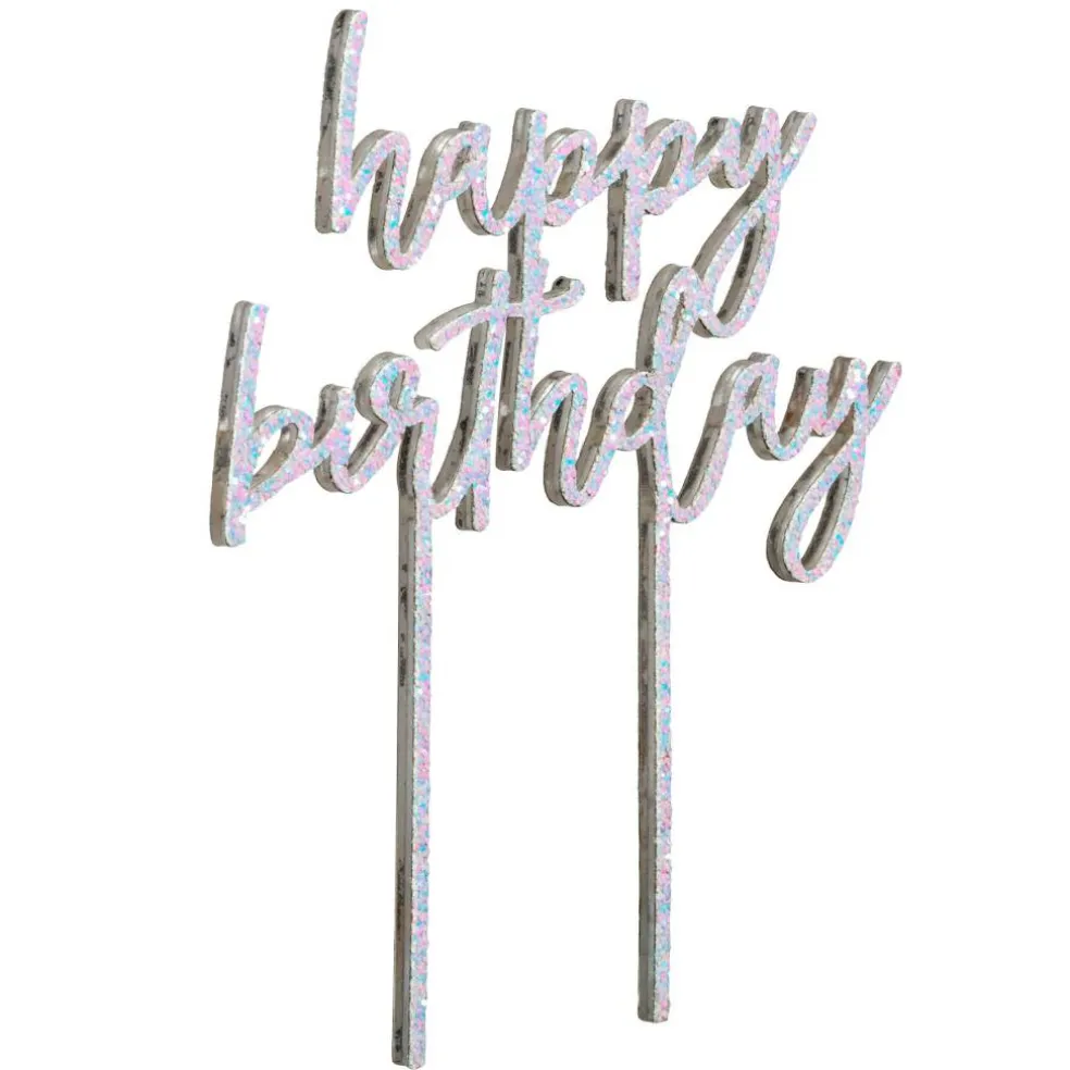 Pastel Glitter Happy Birthday Cake Topper by Celebrate It™