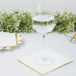 50 Pastel Gold Trim 2 Ply Paper Napkins for Events