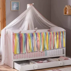 Pastel Rainbow Ribbon Tassel Garland Colorful Fabric Banner Hanging Patry Decoration Backdrop for Baby Shower, Highchair, Birthday Macron Banner Backdrop Decor 40 Inches(L) X 14 Inches(W)