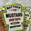 Patch Party Club “Mustard Seed Faith” Iron-On Embroidered Patch, Size 3.5”