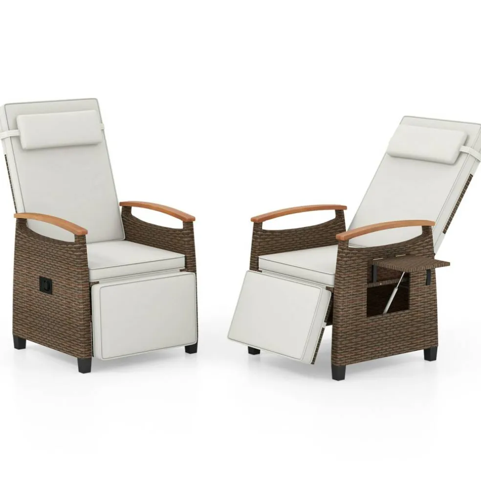 Patio Wicker Recliner Chair with Adjustable Backrest and Footrest