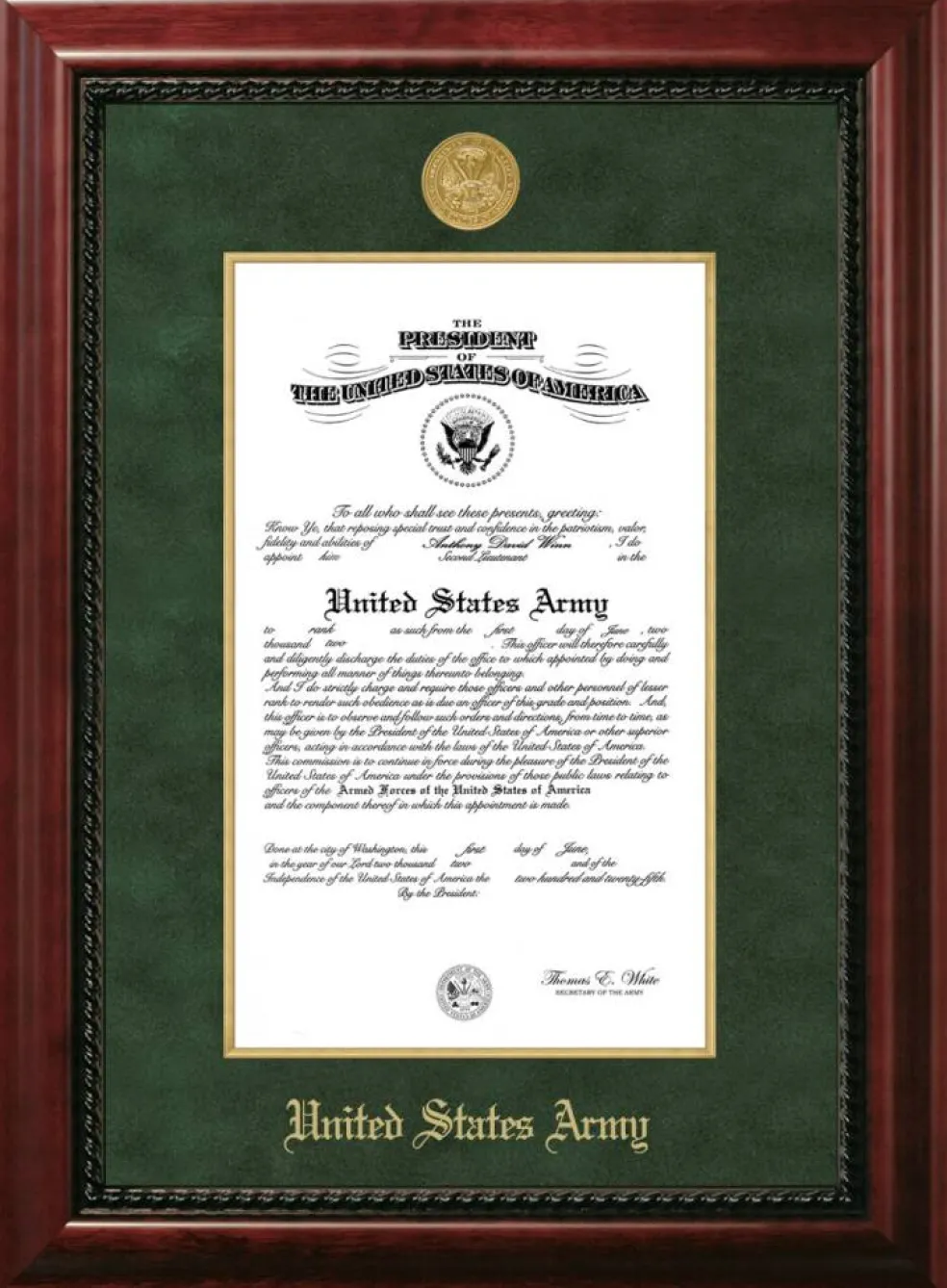 Patriot Frames Army 11x14 Certificate Executive Frame with Gold Medallion with Gold Filet