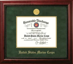 Patriot Frames Marine 8.5x11 Discharge Executive Frame with Gold Medallion and gold Filet