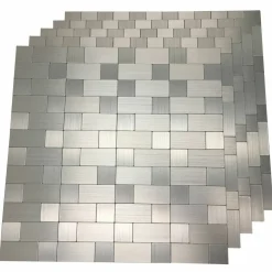 10-Pck Peel and Stick Metal Backsplash Tile Bath Kitchen Mosaics Wall