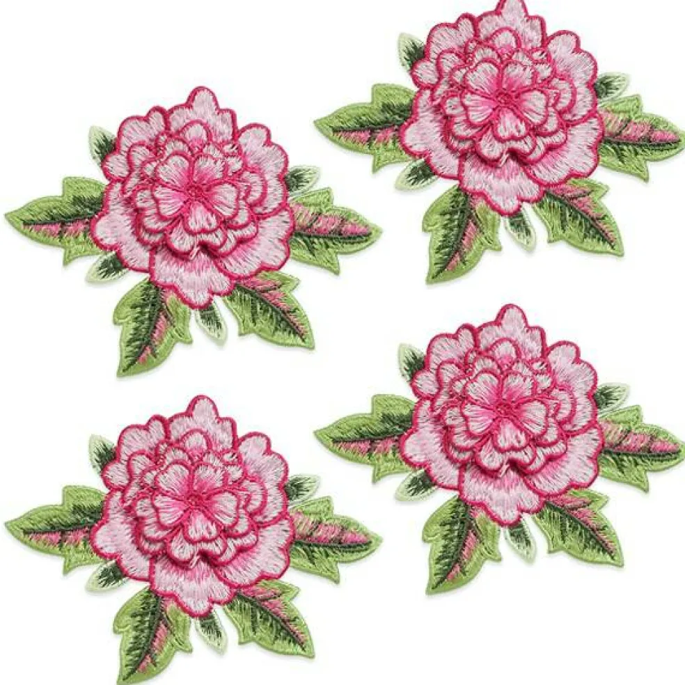 4 PC Mina Layered Embroidered Flower Patch Applique