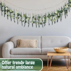 2 Pcs Artificial Eucalyptus Wall Hanging with LED Lights, 66.9 Inch Boho Greenery Garland Decor, Faux Farmhouse Hanging Vines for Bedroom Nursery Living Room Wedding Party Home Decoration