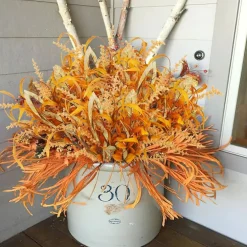 3PCS Artificial Fall Flowers Bouquet, 19.68 Inch Faux Autumn Floral Arrangement with Maple Leaves, Wheat Stems & Harvest Branches for Thanksgiving Table Centerpiece, Home, Wedding & Seasonal Decor