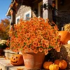 24PCS Artificial Fall Flowers for Outdoors, Fake Mums, Orange