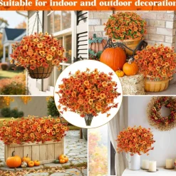24 Pcs Artificial Fall Flowers Fake Mums for Outdoor Decorations, Mixed