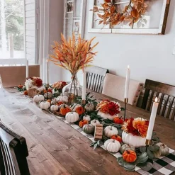6 Pcs Artificial Fall Stems, 22.4" Faux Autumn Wheat Stalks & Fall Leaves Branches, Fake Fall Flowers with Decorative Grass for Vase, Table Centerpieces, Thanksgiving, Harvest & Home Decor