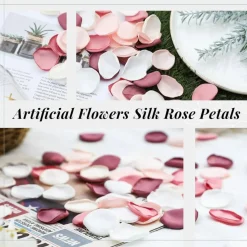 300pcs Artificial Flowers Silk Fake Pink Rose Petals Flower Girl Scatter Pedals for Aisle Centerpieces Table Confetti Party