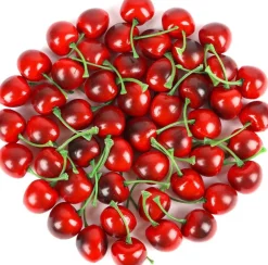 50pcs Artificial Fruit Cherries,Lifelike Fake Cherry Simulation Decor