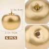 6 PCS Artificial Gold Apple Fake Apples Fruit Home Party Christmas Decoration