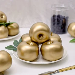 6 PCS Artificial Gold Apple Fake Apples Fruit Home Party Christmas Decoration
