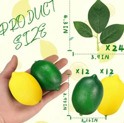 24 Pcs Artificial Lemons and Limes with Faux Leaves Realistic Foam Citrus Fruit Decor for Kitchen Table Centerpieces Summer Party Farmhouse Display