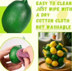24 Pcs Artificial Lemons and Limes with Faux Leaves Realistic Foam Citrus Fruit Decor for Kitchen Table Centerpieces Summer Party Farmhouse Display