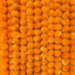 4 Pcs Artificial Long Marigold Garland - 5 Feet (Orange)