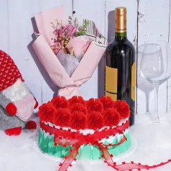 50Pcs Artificial Marigold Flowers Heads (Red) 6"D x 2"W x 5"H
