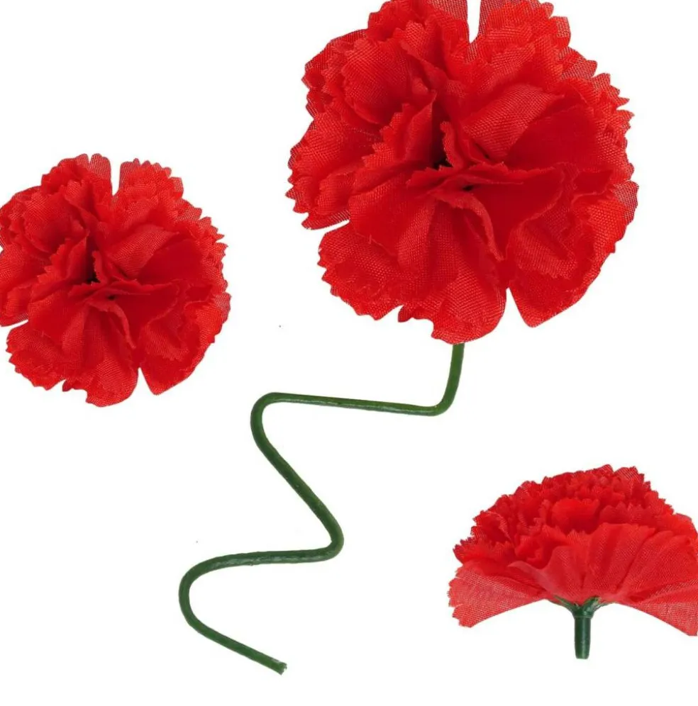 50Pcs Artificial Marigold Flowers Heads (Red) 6"D x 2"W x 5"H